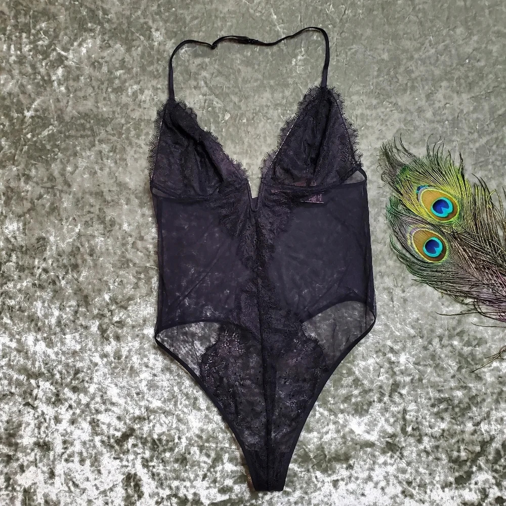 Victoria's Secret Sheer Lace Teddy Thong Bodysuit
